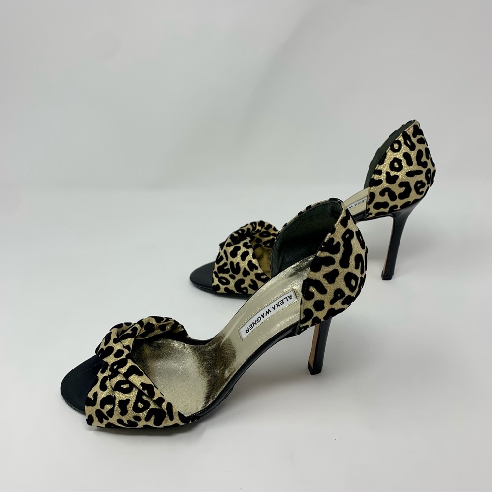 Alexa Wagner Leopard Print Peep Toe Heel Pumps Shoes Women 6 1/2 Formal Party - Picture 11 of 16